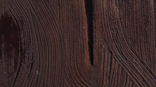 Peat harvest field aerial view