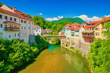 Cityscape of the ancient Slovenian town of Škofja Loka