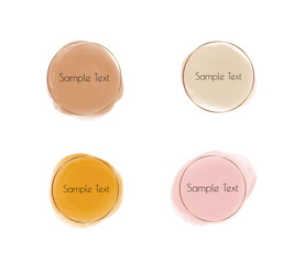 Nude and pink round frames with brush stroke watercolor splashes
 