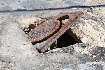Dangerous manhole in Italy street