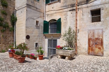 Matera street garden in Italy