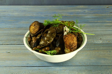traditional indian gujarati snack food ubadiyu or matla undhiyu popular in south gujarat