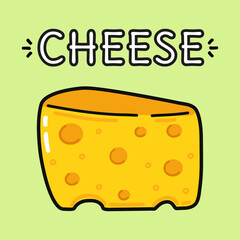 Funny cheese. Vector hand drawn cartoon kawaii character illustration icon. Cute cheese mascot character collection