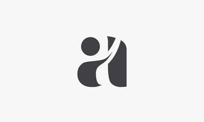 abstract people shaped letter A logo concept isolated on white background.