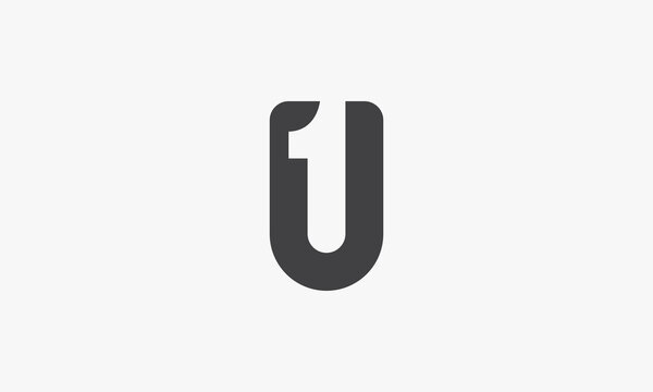 number 1 or U1 or 1U letter logo isolated on white background.
