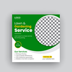 Lawn garden or landscaping social media post,instagram banner and web banner template Premium Vector
