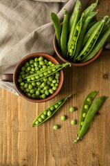 mug with fresh green peas