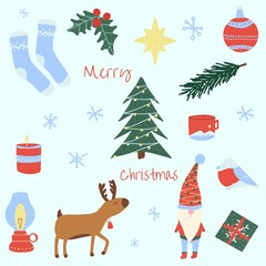 set of pictures on the theme of christmas. vector