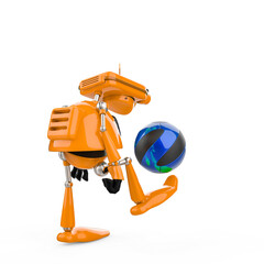 Naklejka premium vintage robot in a white background