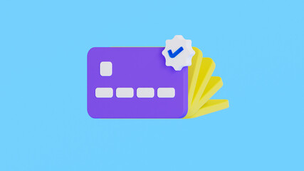 credit card or debit card for payments with 3d icon