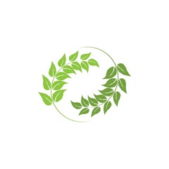 green leaf ecology nature element vector icon