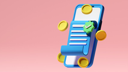 Fototapeta premium invoice 3d icon illustration. money and tax icon