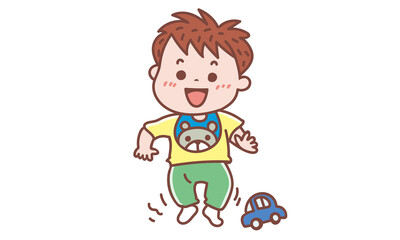 タッチする男の子