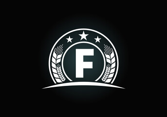 Fototapeta premium Initial F monogram alphabet symbol design incorporated with Wheat, barley, or rye. Agriculture logo concept. Font emblem. Logo for agriculture business and company identity