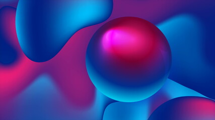 Abstract blue and purple liquid wavy shapes futuristic background