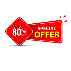 special offer, banner, template, design, Up to 80% off special offer. end of season special offer banner. Vector illustration, EPS