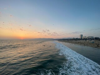 Obraz na płótnie Canvas Santa Monica Pier Sunset