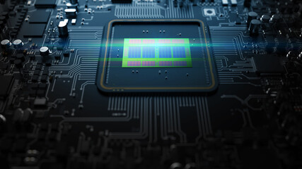 Fototapeta premium a fragment of computer hardware components. powerful cpu on a chip