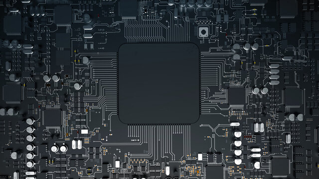 a fragment of computer hardware components. powerful cpu on a chip