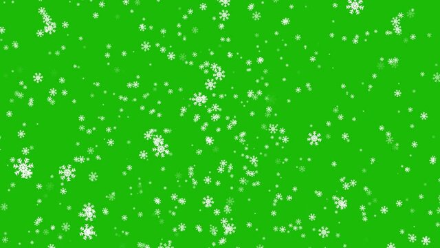 Christmas Falling snow with snowflakes - Snow falling down slowly 4K animation on Green screen