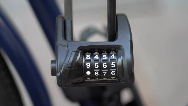 bicycle code lock with security numbers - combination of numbers for opening and security
