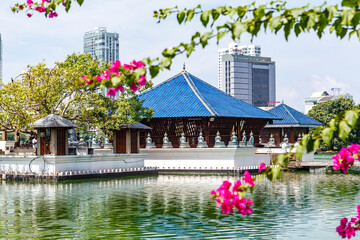 The modern temple of Seema Malak in the Beira Lake in Colombo, Sri Lanka, Asia
