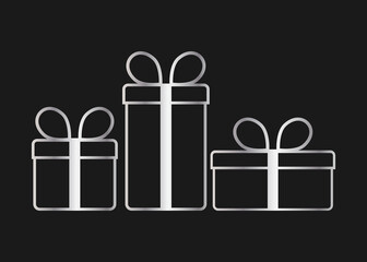 Simple gift box line icon. Stroke pictogram. Vector illustration isolated on a white background.