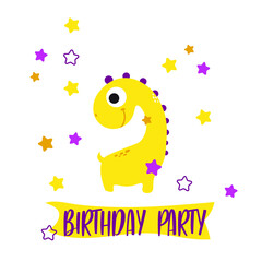 birthday card with yellow dinosaur