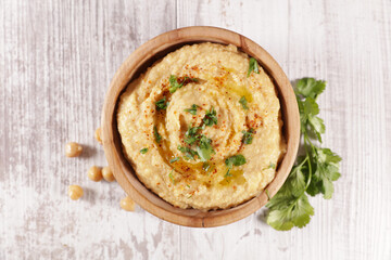 bowl of hummus- top view