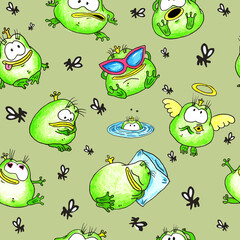 A pattern with funny frogs who like to joke