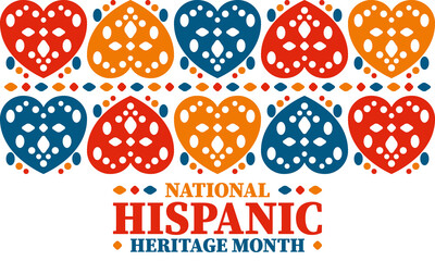 National Hispanic Heritage Month in United States. Celebrate annual in September and October. Latin American and Hispanic ethnicity culture. National fabric vector textures. Traditional festival