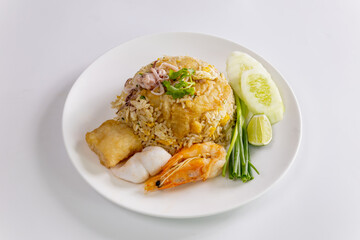 Seafood fried rice, street food