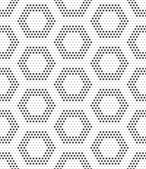 Vector geometric seamless pattern. Modern geometric background with dotted hexagons.