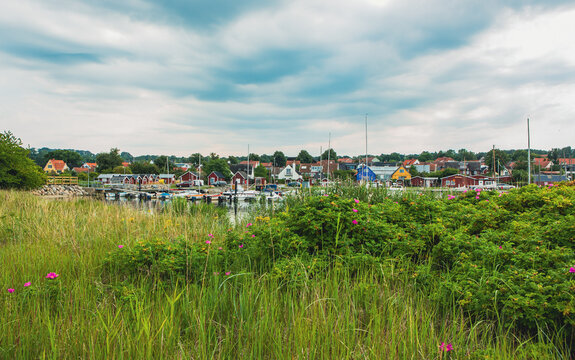 View of Kivik harbor on &Ouml;sterlen, Sweden
