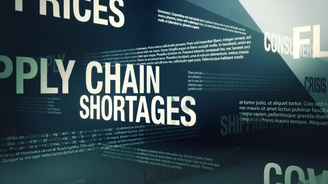 2021-2022 Global Supply Chain Crisis Related Terms Seamless Background Loop.
