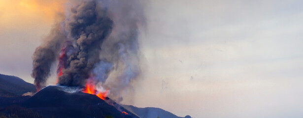 Volcano Eruption in La Palma. Canary Islands 