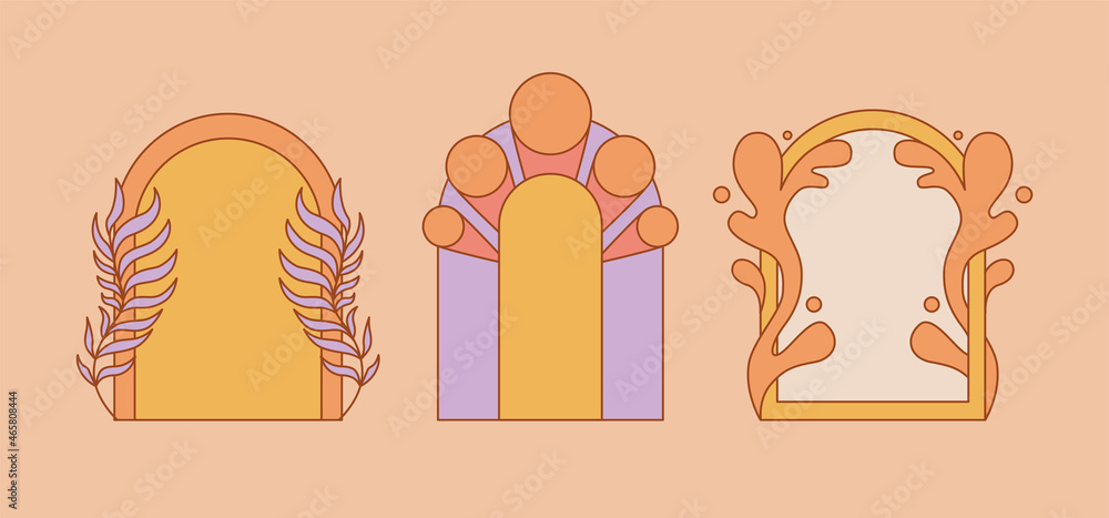 Aufkleber Vector set of design elements and illustrations in simple linear style