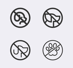 No dogs sign line vector icon