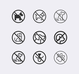 No dogs sign line vector icon