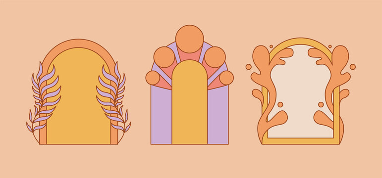 Vector set of design elements and illustrations in simple linear style