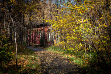 an old house in the autumn park of Moscow