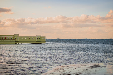 Cold bath house in water, Malmo, Sweden