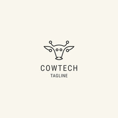 Cow head line logo design template
