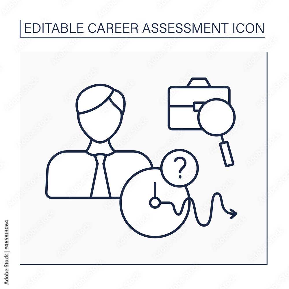Poster work hours line icon. routine. require work hours for successful execution daily plan. career assess
