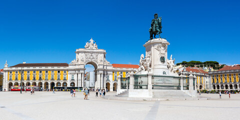 Fototapeta na wymiar Lisbon Portugal Praca do Comercio square town city travel panorama