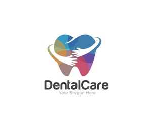 two hand for dental care logo and medical service, clinic or hospital symbol