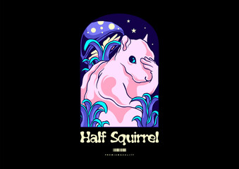 squirrel illustration from another planet for t shirt design