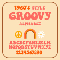 Sixties retro style alphabet with numbers