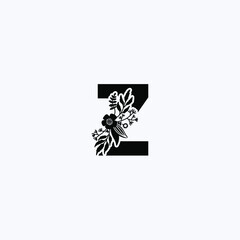 letter Z leaf icon logo design concept, floral logo, icon, sign vector, vintage letter logo, classical lettering