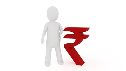 3d illustration man with indian money rupee rupay
